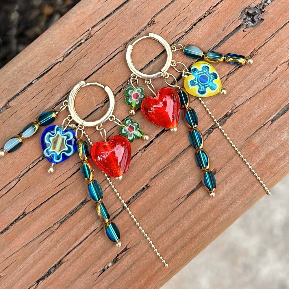 Hearts & Blooms Colorburst Hoops Earrings